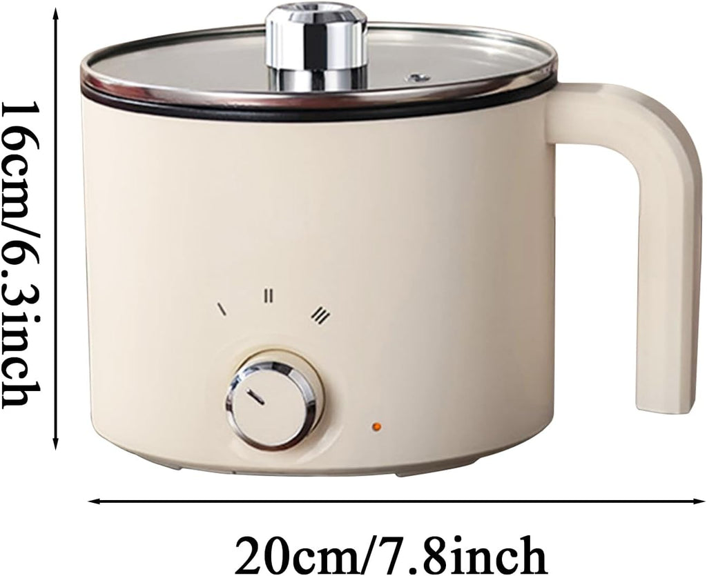 Electric Cooking Pot, Personal Frying Pan with Adjustable Settings for Quick Breakfast, Lunch, Porridge, Steak Cooking, Non-Stick Coating, Kitchen Appliance for College Students, 7.87x7.68x6.3 inches
