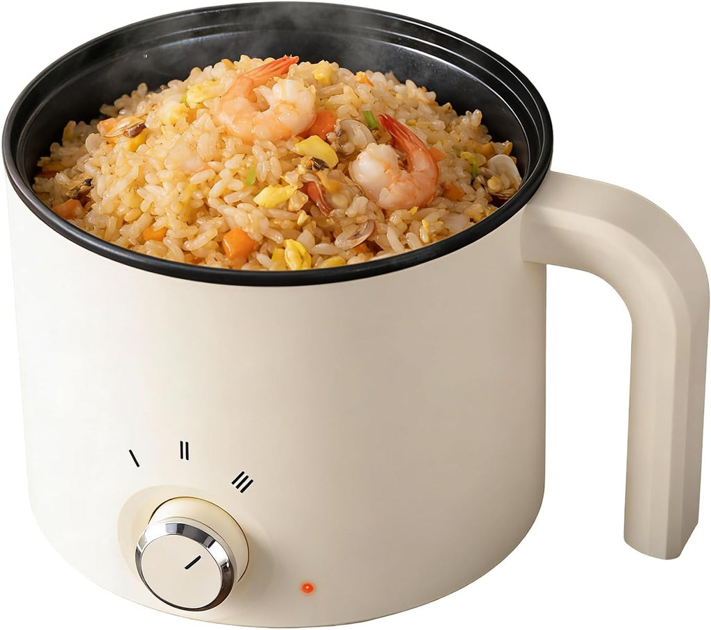 Electric Cooking Pot, Personal Frying Pan with Adjustable Settings for Quick Breakfast, Lunch, Porridge, Steak Cooking, Non-Stick Coating, Kitchen Appliance for College Students, 7.87x7.68x6.3 inches